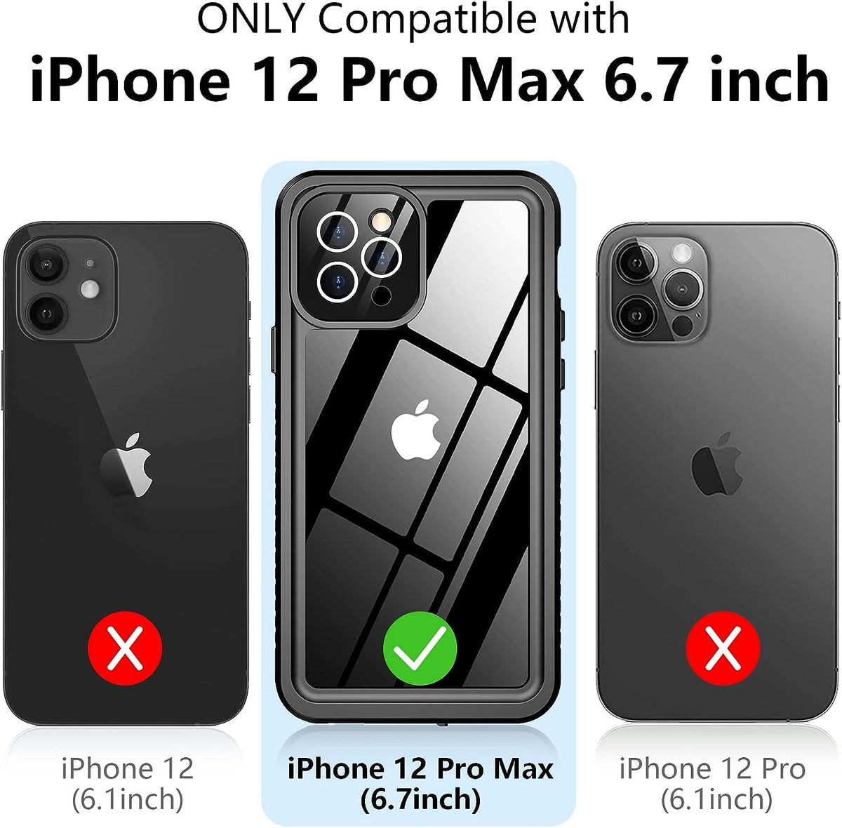 For iPhone 12 Pro Max Case Waterproof,6.7
