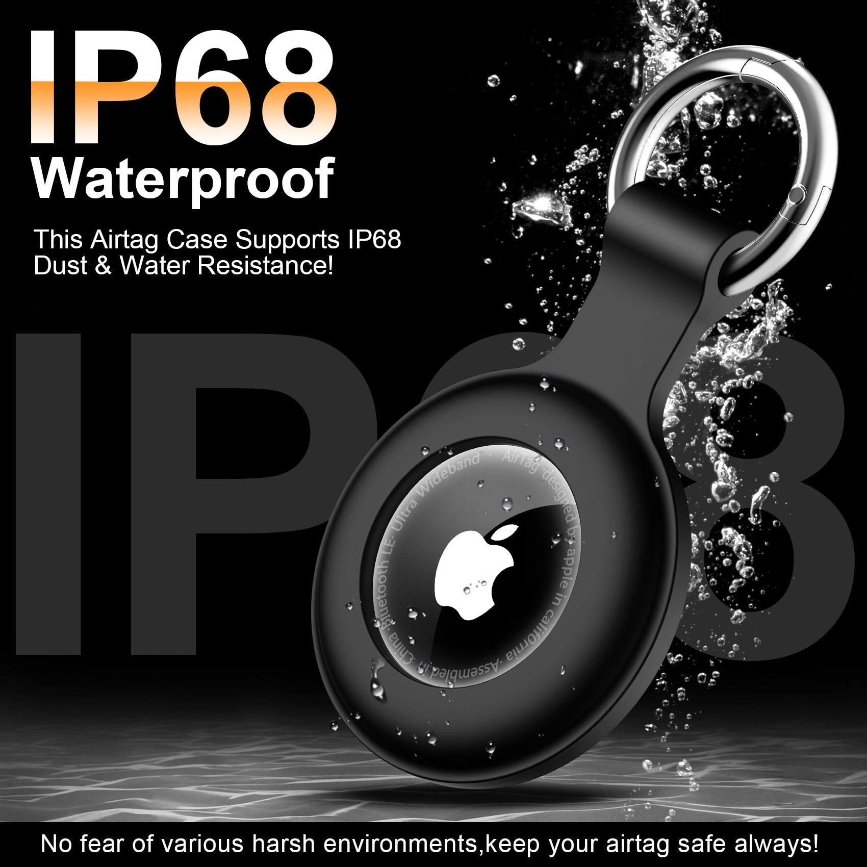 APL-ATG2 | IP68 Waterproof Apple AirTag Case w/ Key Ring -1pcs