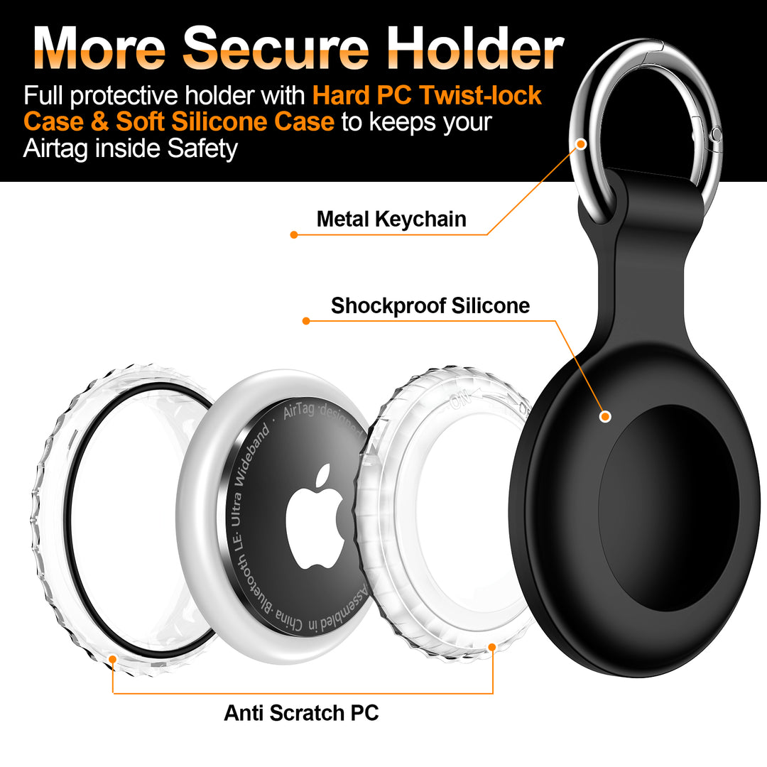 IPX8 Waterproof Airtag Holder[PC+Silicone]+Keychain – xiwxi