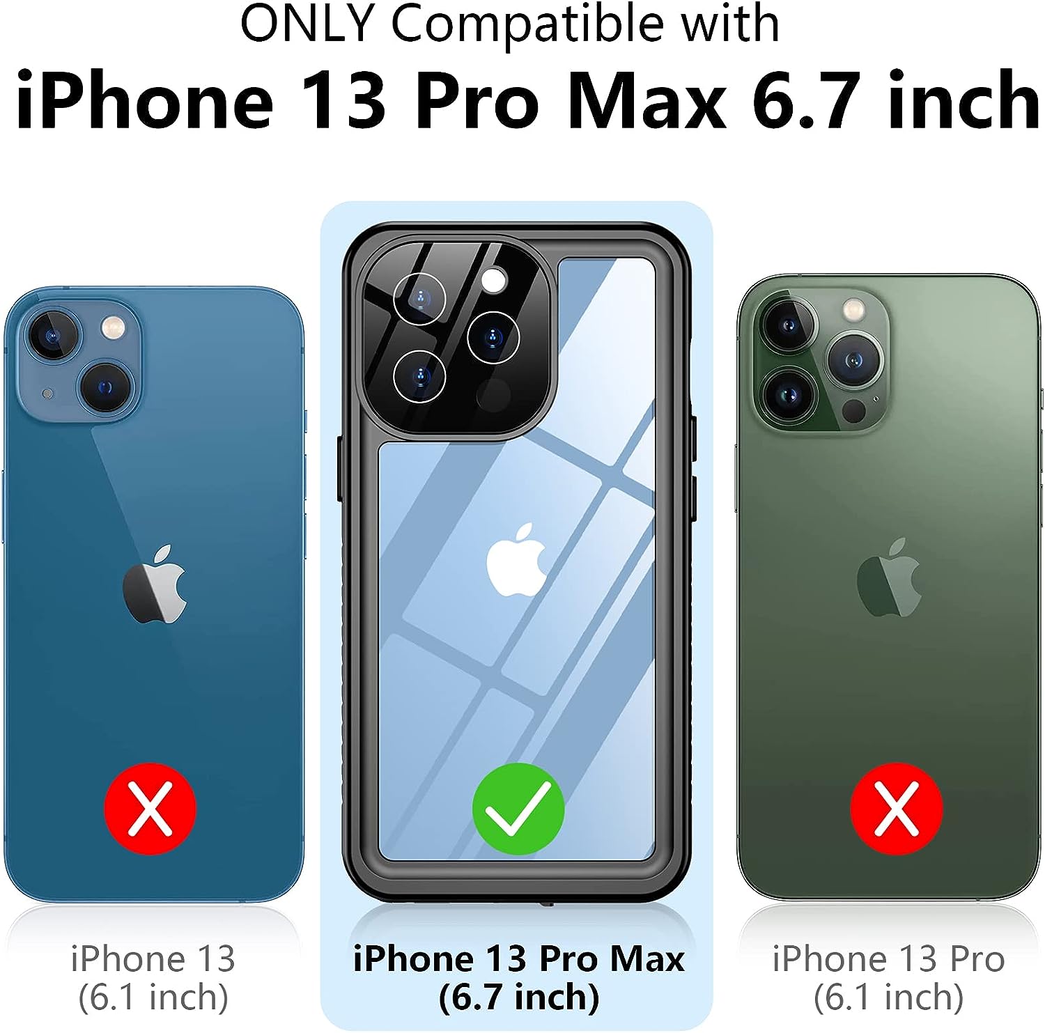 Miracase Custodia Per IPhone 13 Pro Max 6,7" – Cover Integrale Con Paraurti E Pellicola In Vetro Inclusa (Nero)
